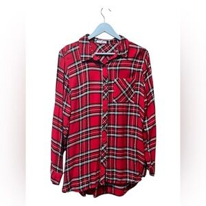 Maurice’s Red Plaid Button-Down Top – Large